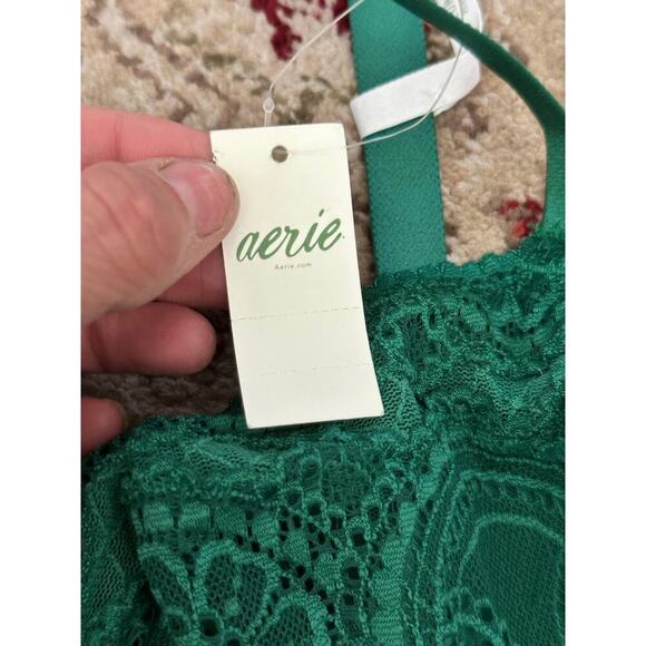 Aerie Women's Everglade Green Real Power Slumber Party Lace Unlined Bra Size 40C - Picture 7 of 8